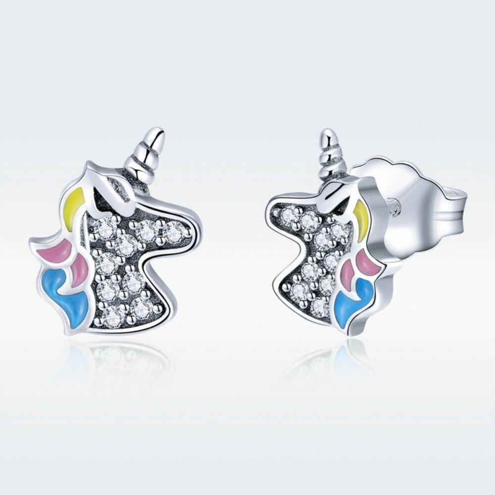 NEW Unicorn 925 Sterling Silver Stud Earrings Girls Earrings Small‎ Earrings
